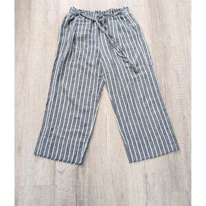 Knox Rose High Rise Wide Leg Linen 51%  Striped Blue/ White Pants Sz M Cropped